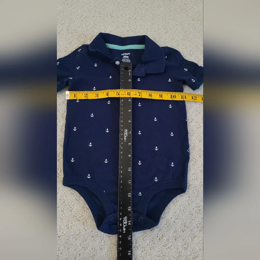 Carter's Blue nautical Anchor Print baby boy Onesie Size‎ 24 months